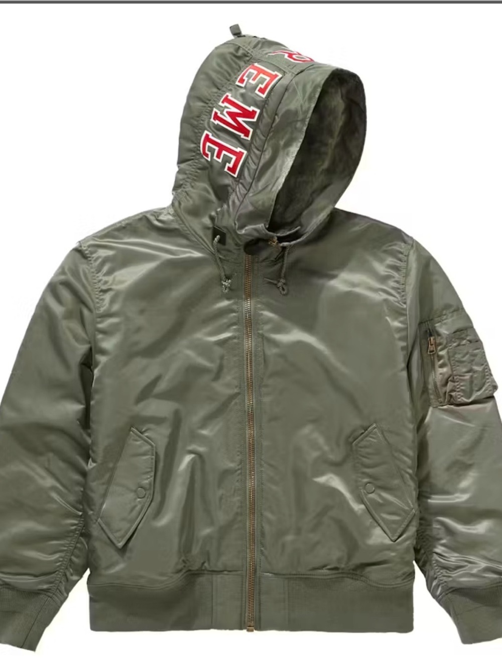 Supreme Olive Green Hooded Bomber Jacket